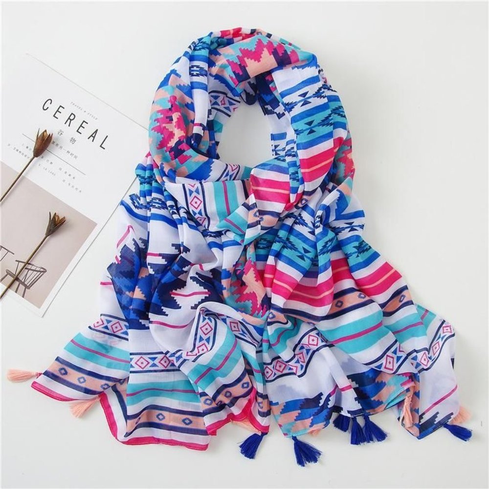 2/$18, 3/$25 SALE ✨ Blue Geo Boho Tassel Scarf